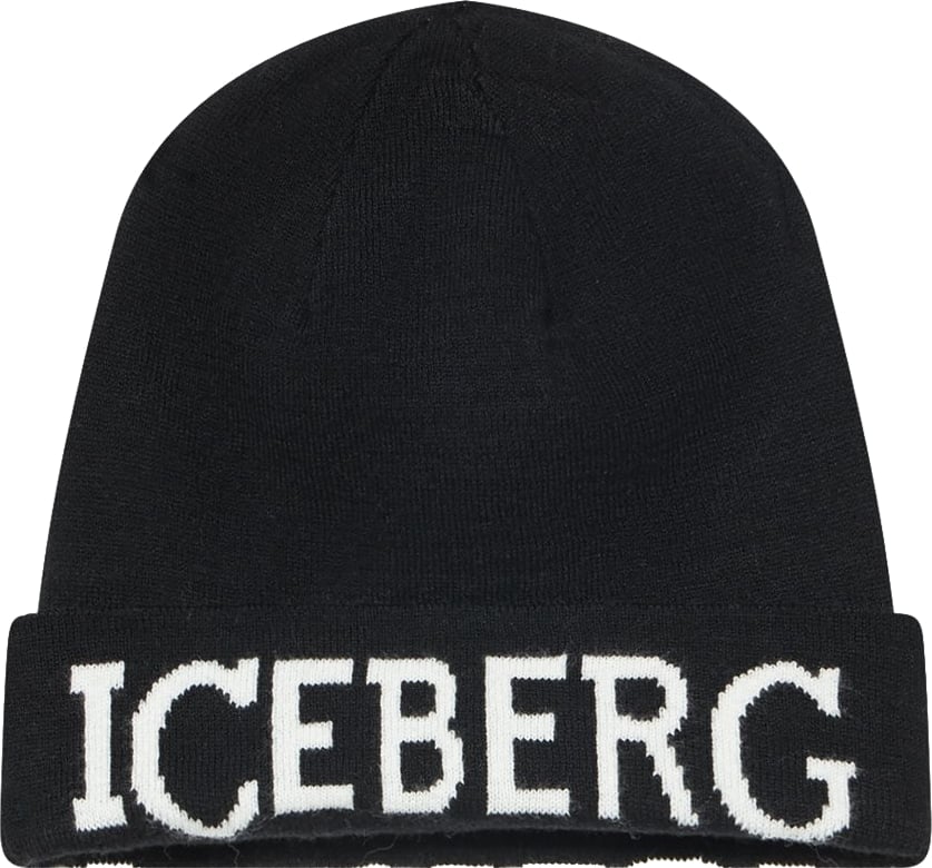 Boys' black beanie with Iceberg logo