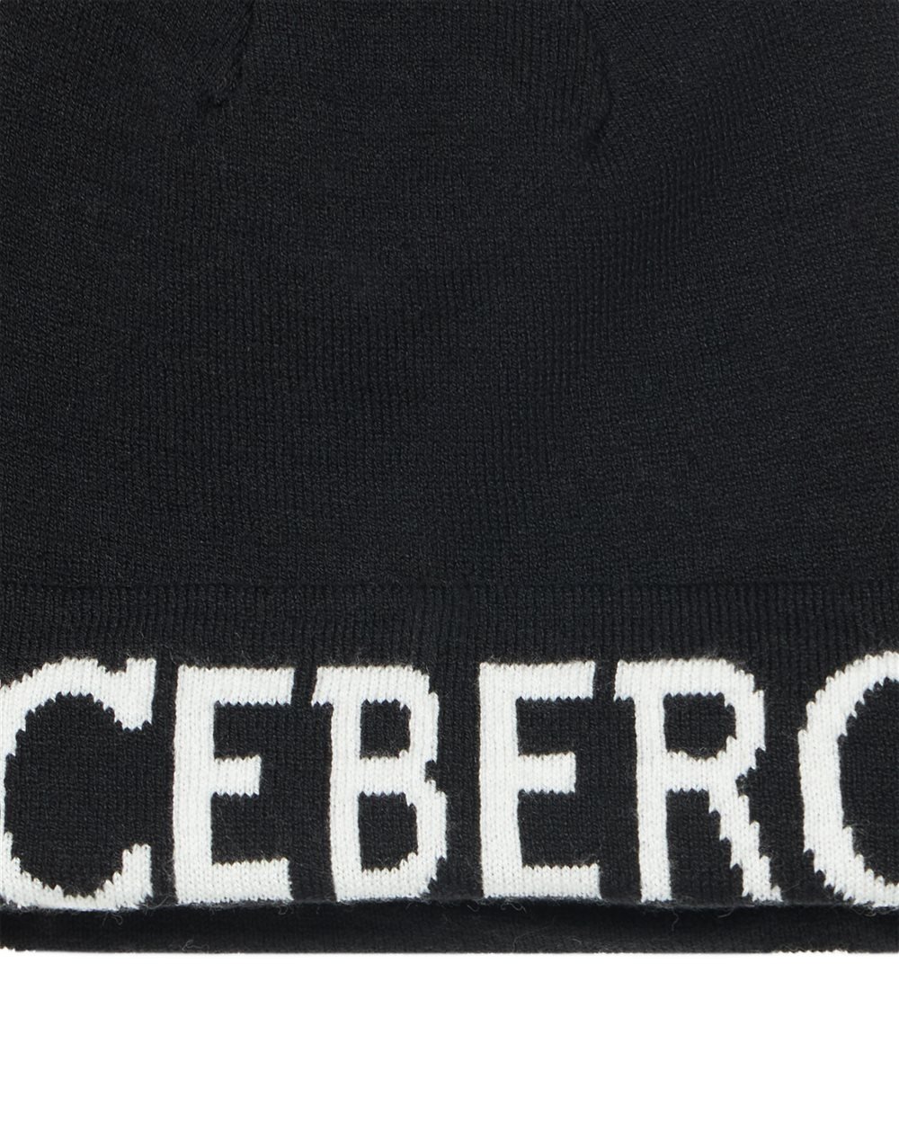 Boys' black beanie with Iceberg logo