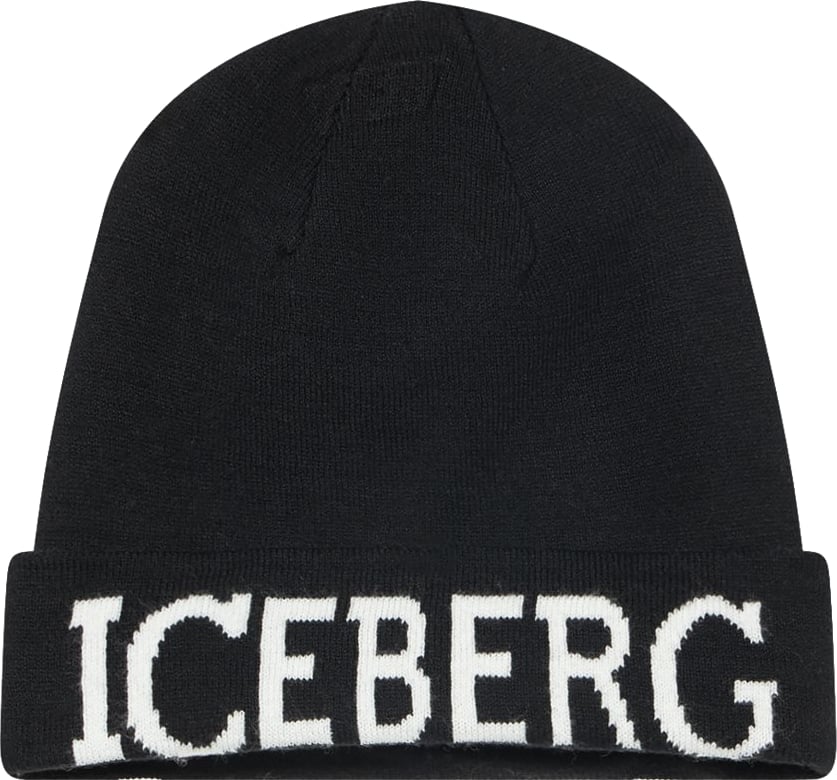 Boys' black beanie with Iceberg logo