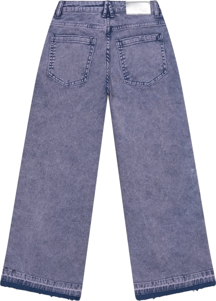 Girls' blue washed wide-leg jeans