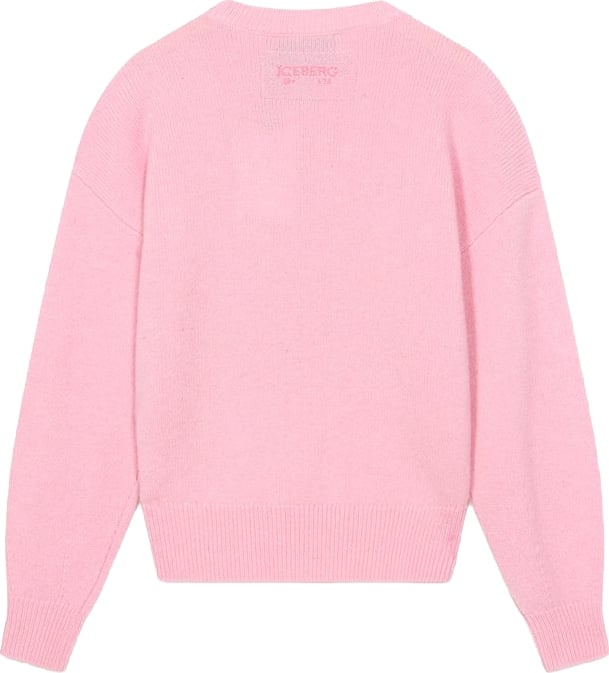 Girls' pink crew-neck sweater with Snoopy