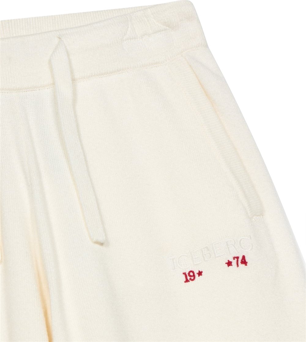Girls' cream wide-leg knitted trousers