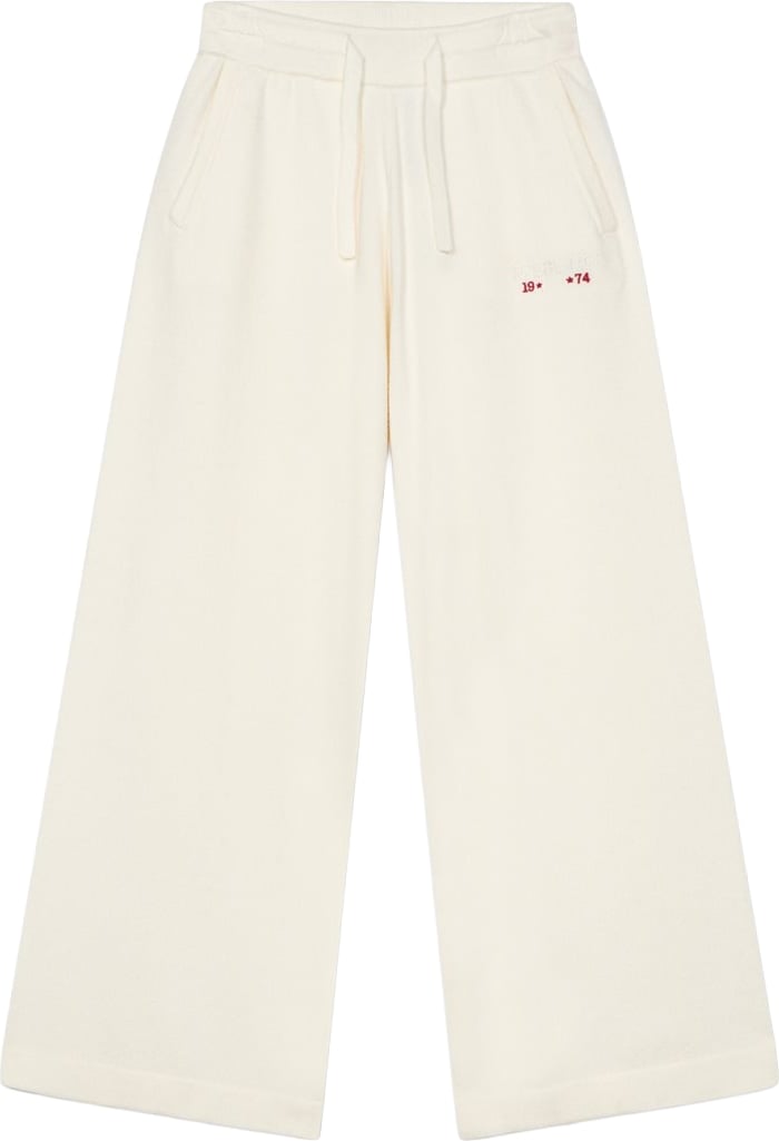 Girls' cream wide-leg knitted trousers