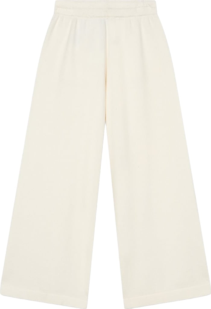 Girls' cream wide-leg knitted trousers
