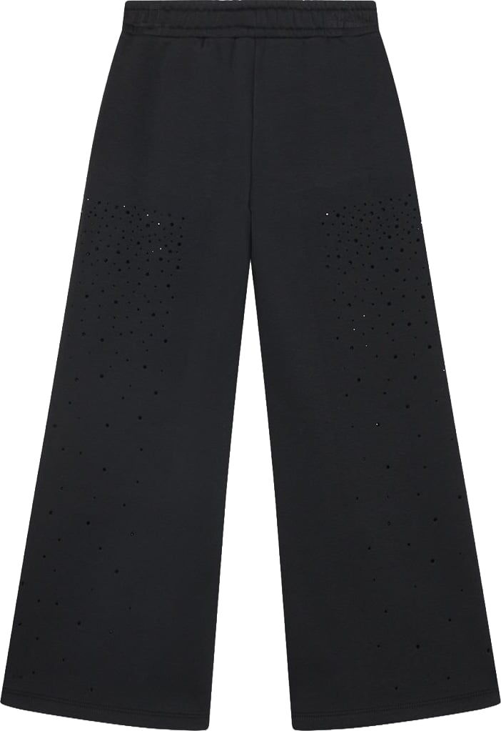 Girls' black wide-leg trousers with micro embellishments
