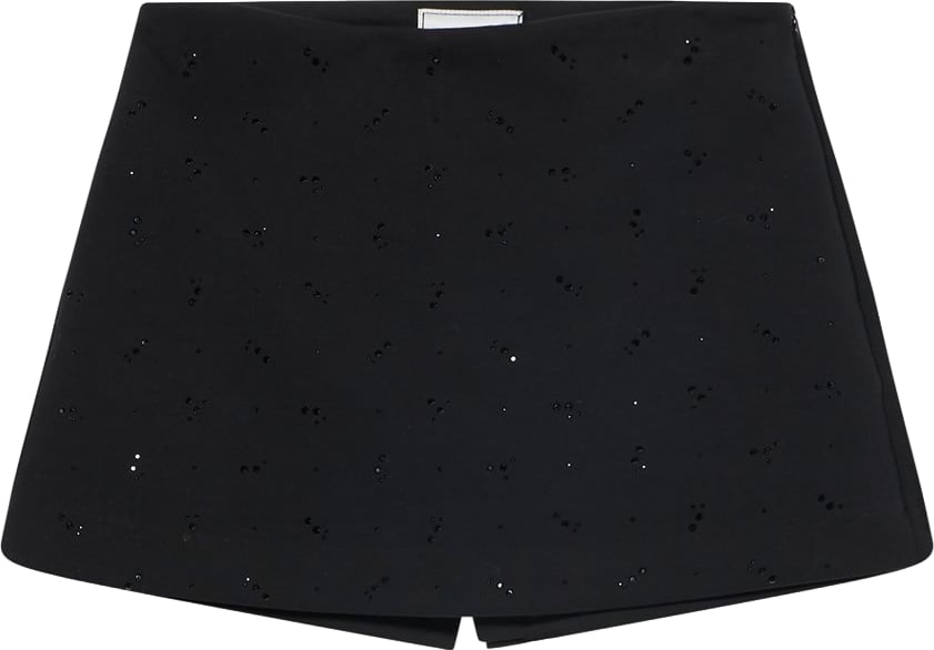 Girls' black Bermuda shorts with micro embellishments