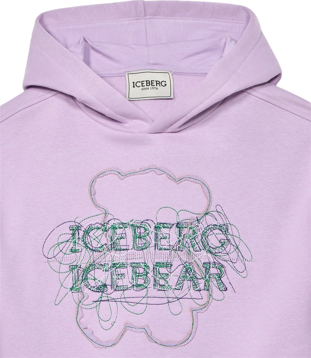 Girls' lilac hoodie with Iceberg logo