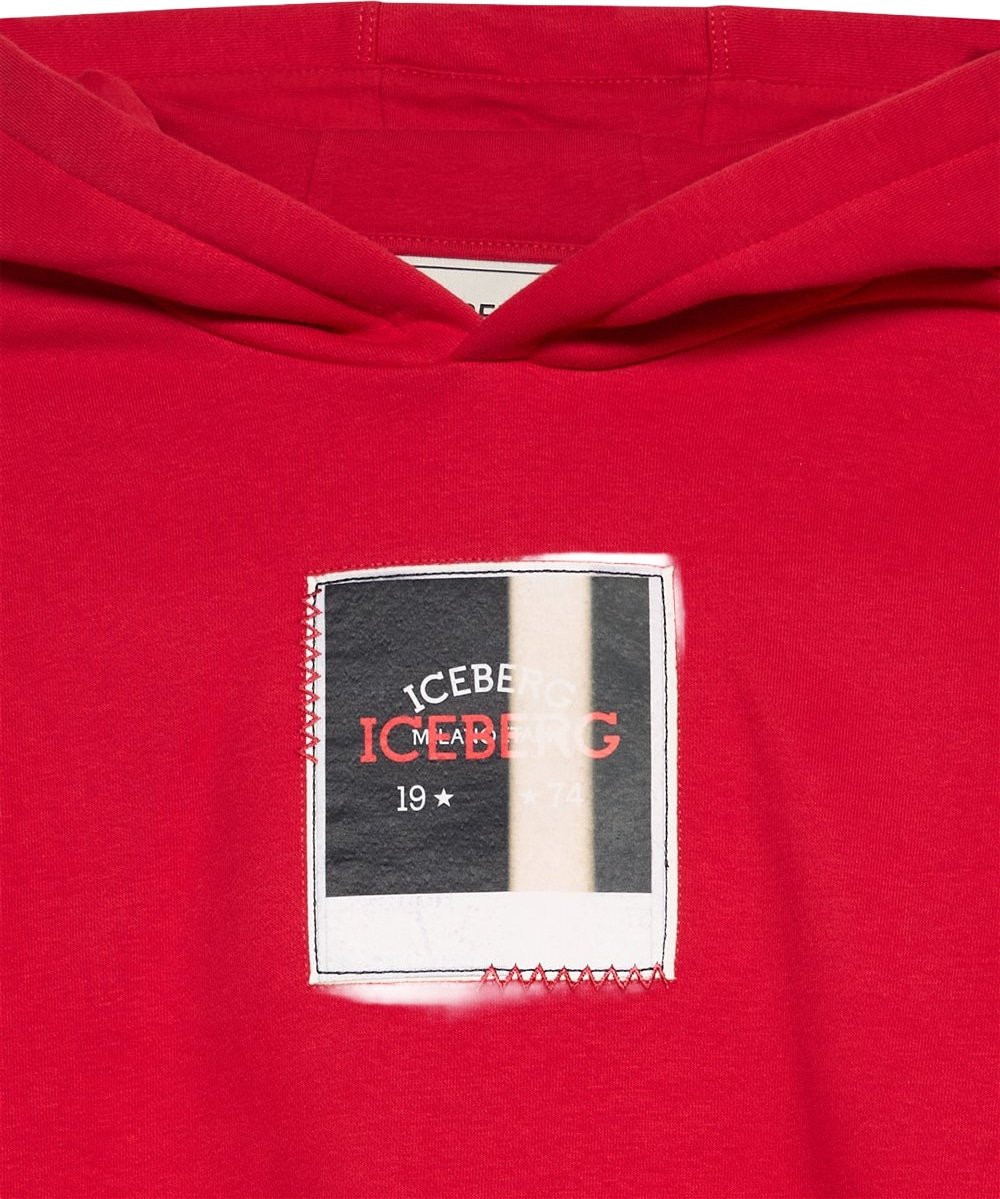 Girls' red hoodie with photographic print