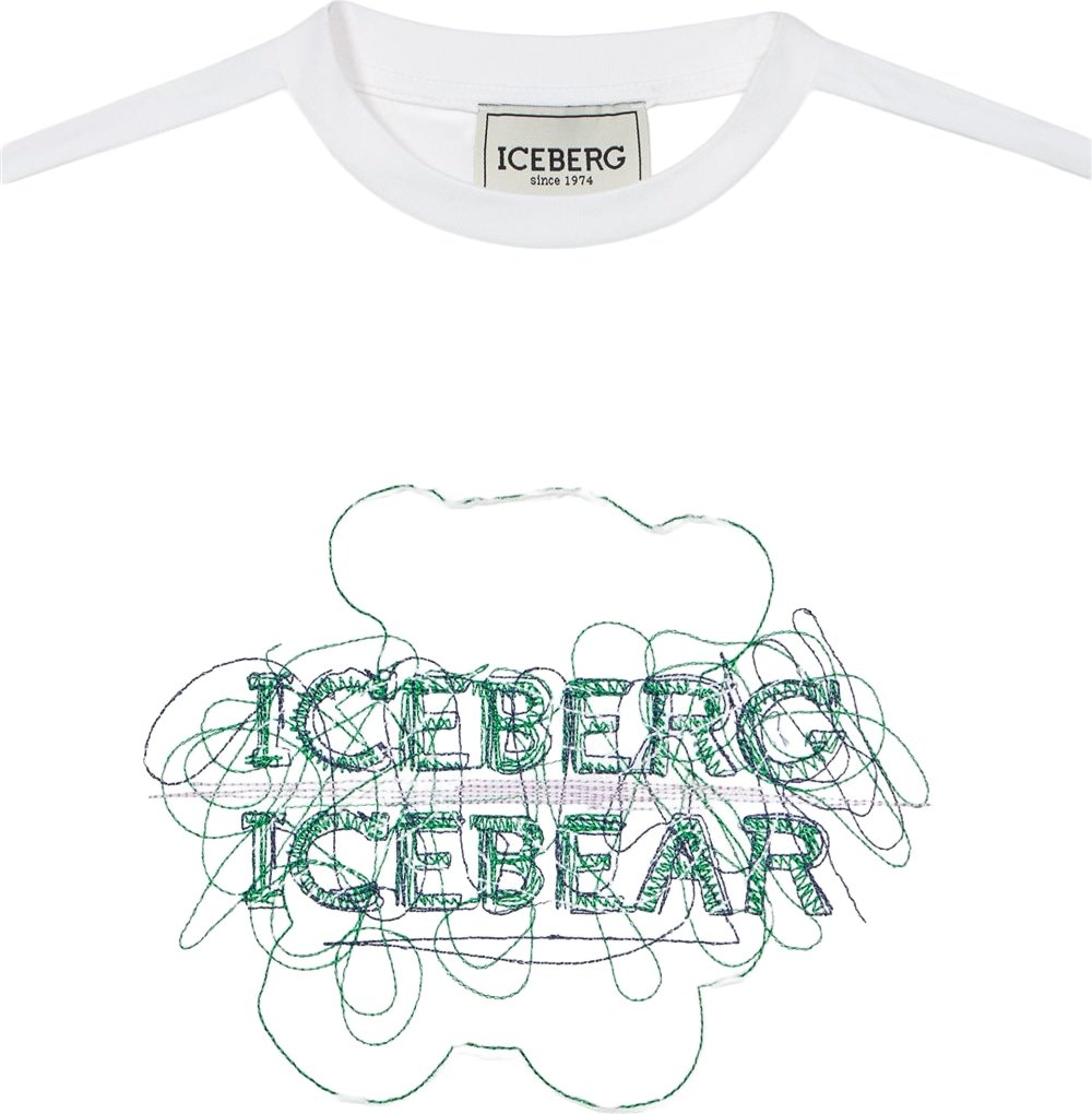 Girls' white T-shirt with double Iceberg logo