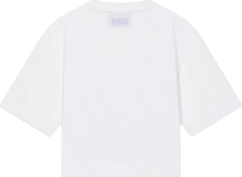 Girls' white T-shirt with double Iceberg logo