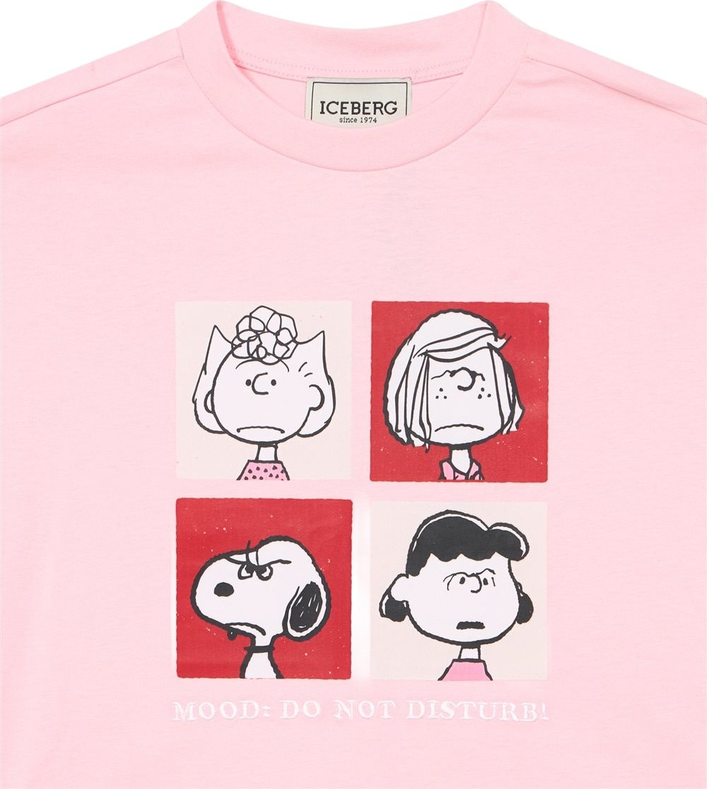 Girls' pink long-sleeved T-shirt with Peanuts graphic