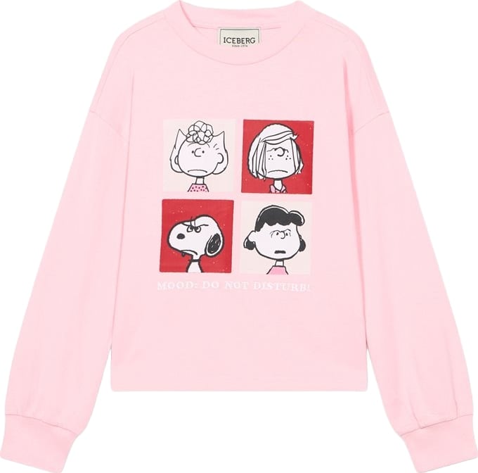 Girls' pink long-sleeved T-shirt with Peanuts graphic