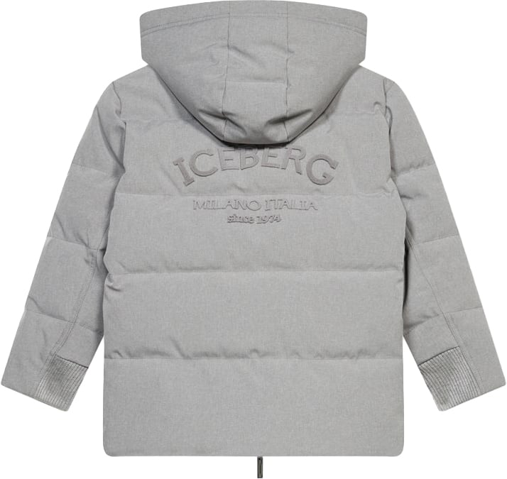 Girls' grey padded hooded jacket