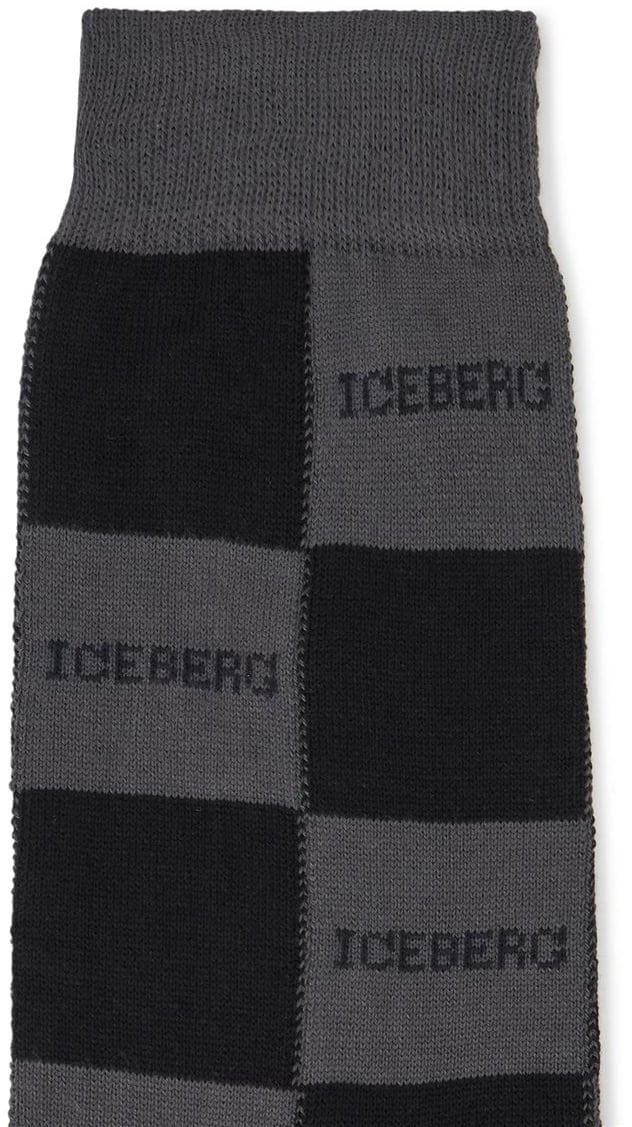 Socks in cotton with jacquard construction and logo detail Black