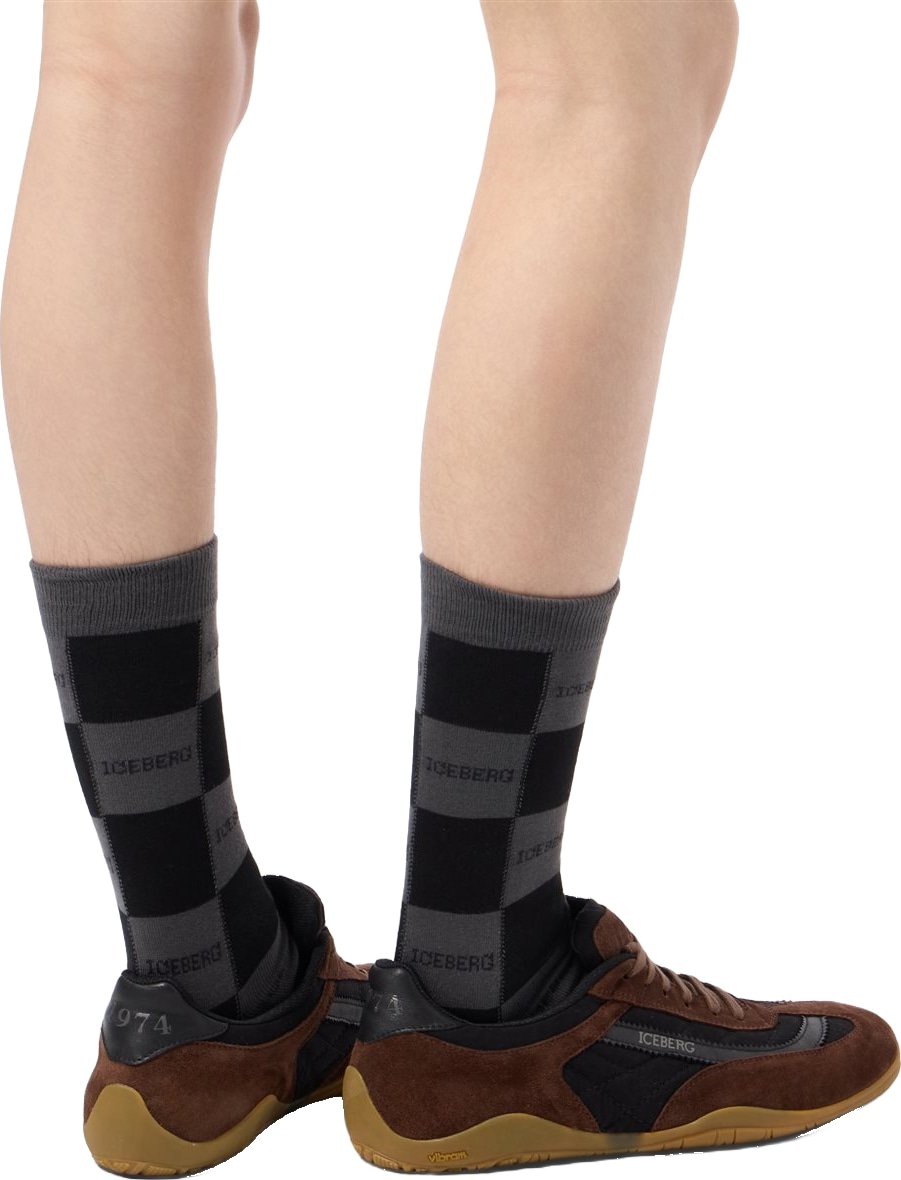 Socks in cotton with jacquard construction and logo detail Black