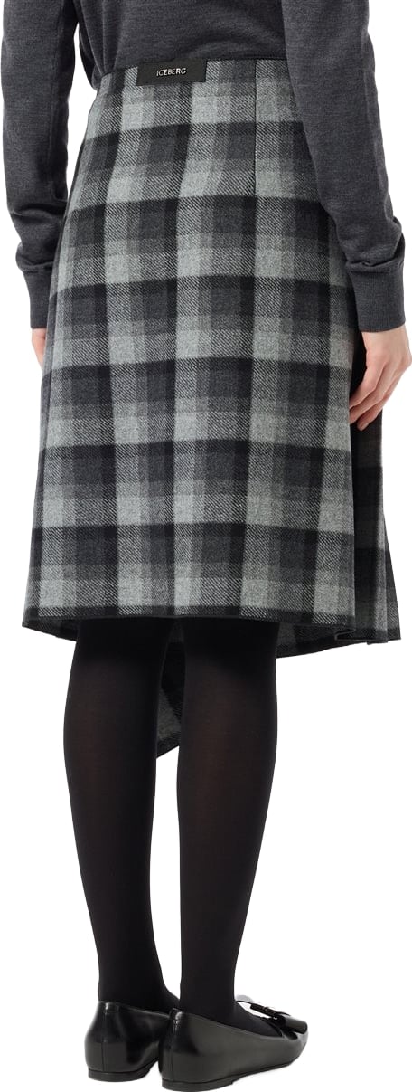 Skirt with check pattern Check fondo Gray Black