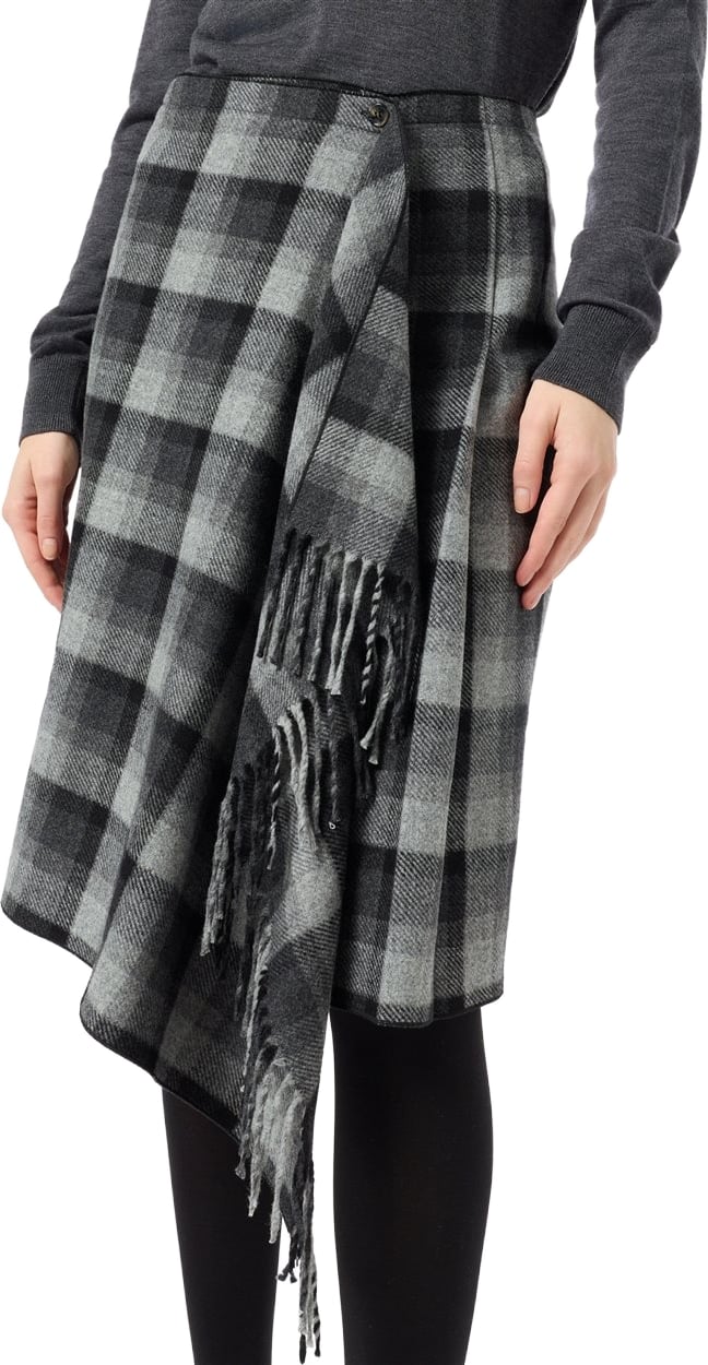 Skirt with check pattern Check fondo Gray Black
