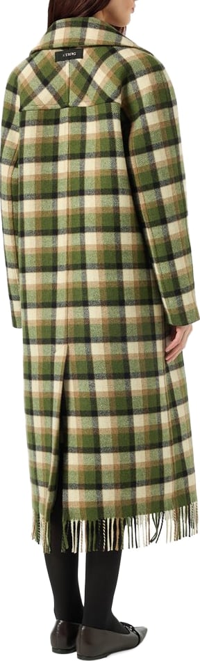 Coat in cotton confort fit with check pattern and gros-grain trim Check f.do Green Brown