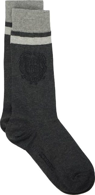 Socks in cotton with jacquard construction and logo detail crest Gray and Dark Green