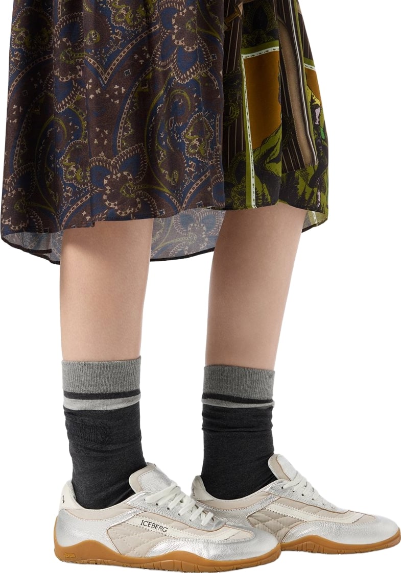 Socks in cotton with jacquard construction and logo detail crest Gray and Dark Green