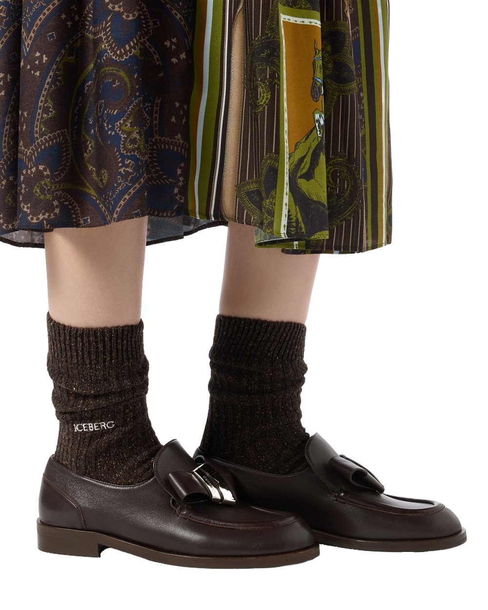 Socks in lana with embroidery Chocolate Brown