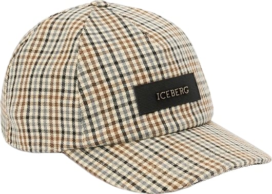Hat with check pattern and gros-grain trim Check Beige Base