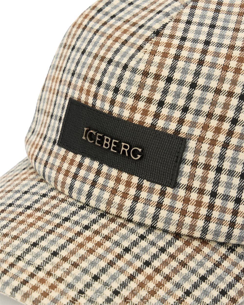 Hat with check pattern and gros-grain trim Check Beige Base