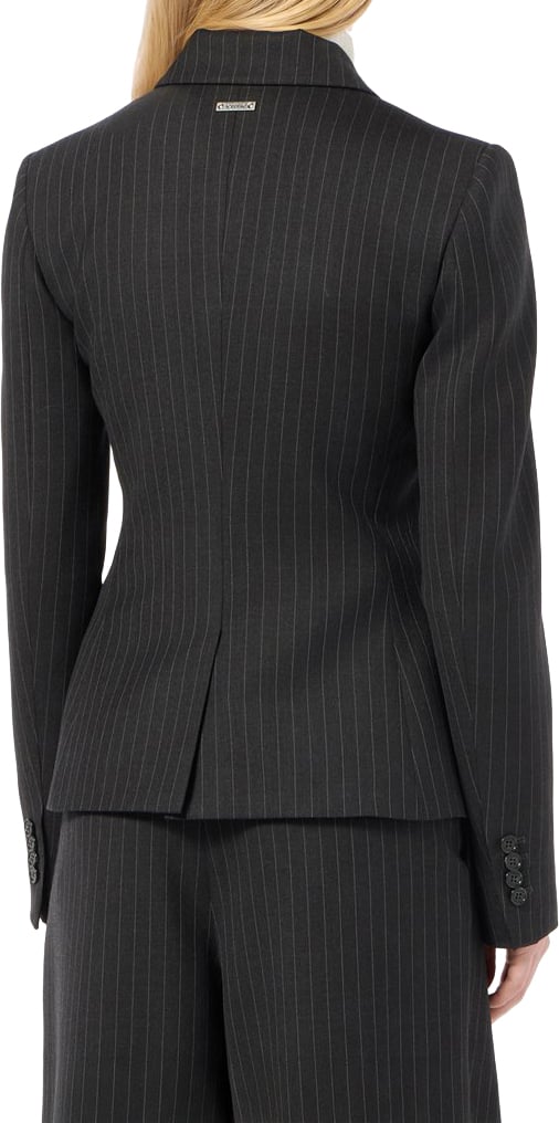 Jacket in lana with logo detail Striped fondo Blue Gray