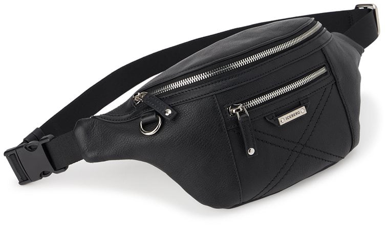 Belt bag in leather with placchetta logo detail and logo detail Black