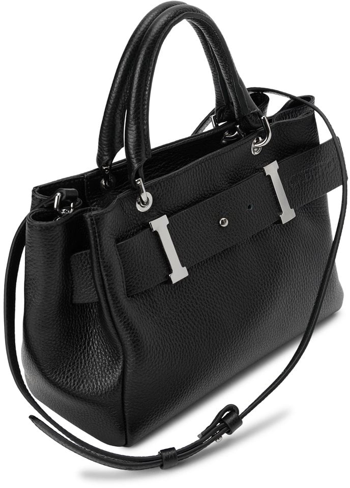 Bag in leather dollaro with belt staccabile and detail metallo Black