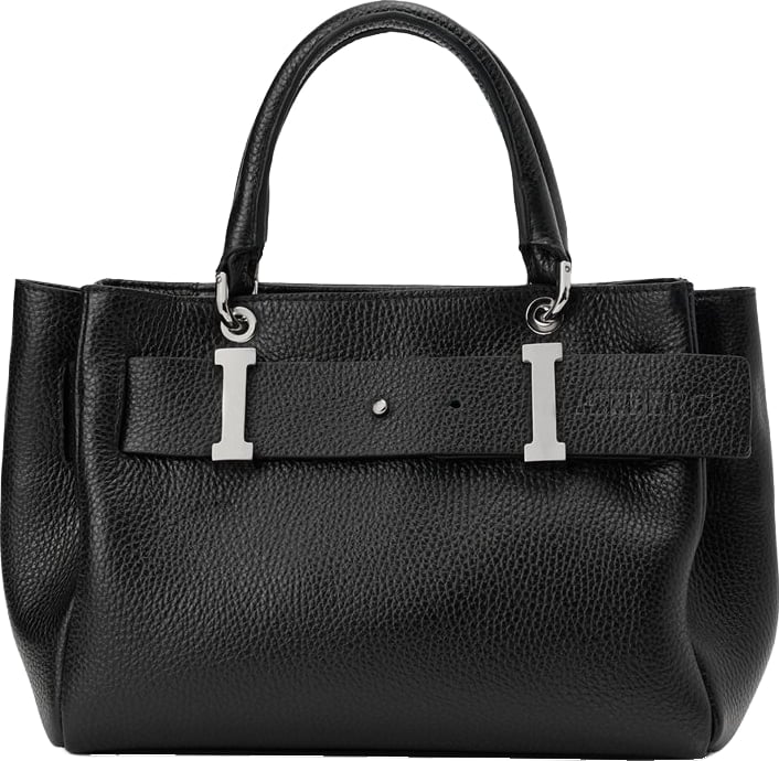Bag in leather dollaro with belt staccabile and detail metallo Black