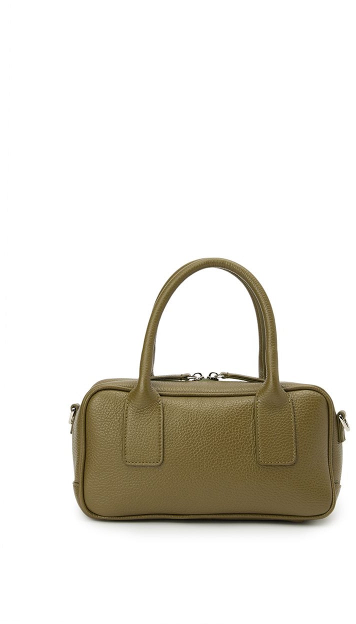 Bag in leather dollaro with belt staccabile and detail metallo kaki