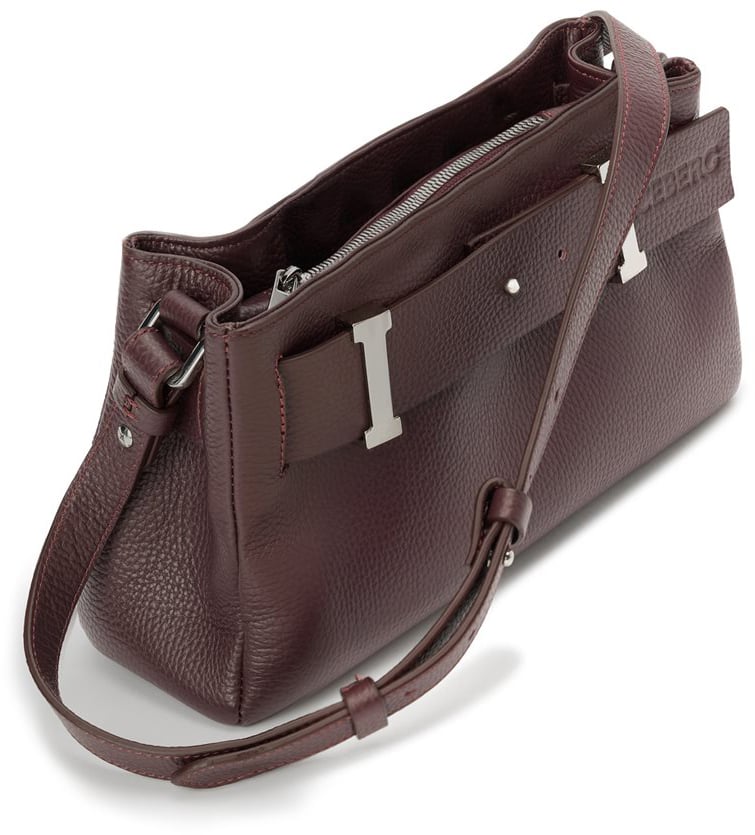 Bag in leather dollaro with belt staccabile and detail metallo boardeaux