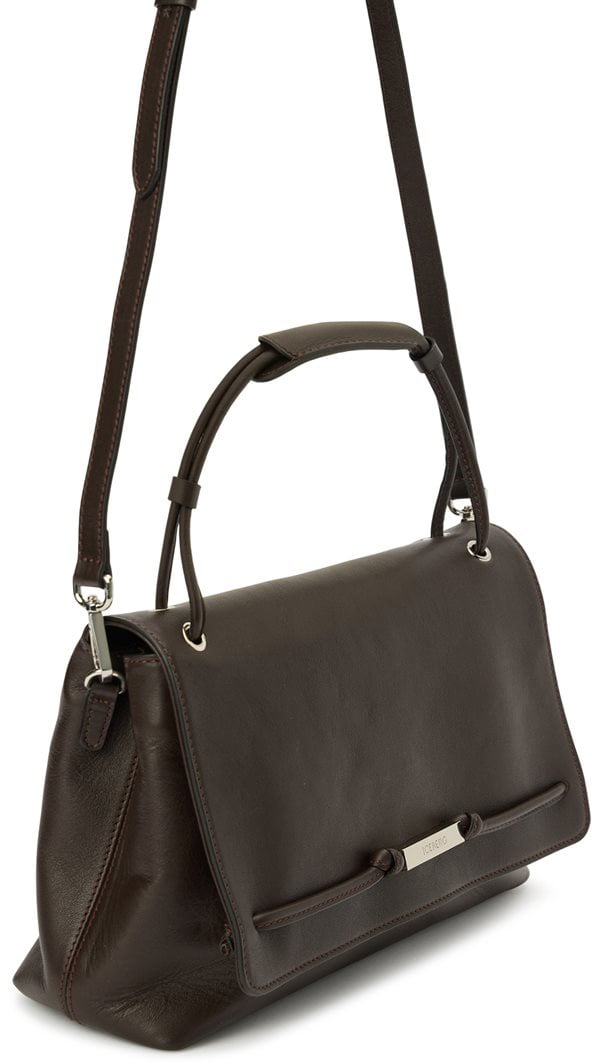Bag in leather horus with passacorda logato Brown
