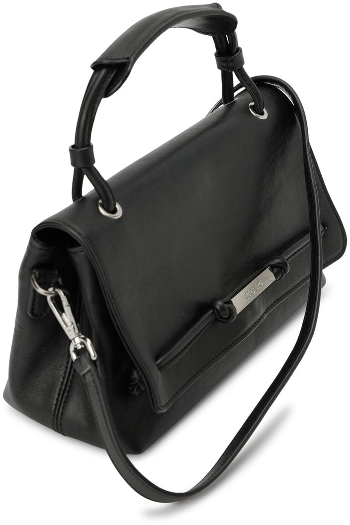 Bag in leather dollaro with belt staccabile and detail metallo Black