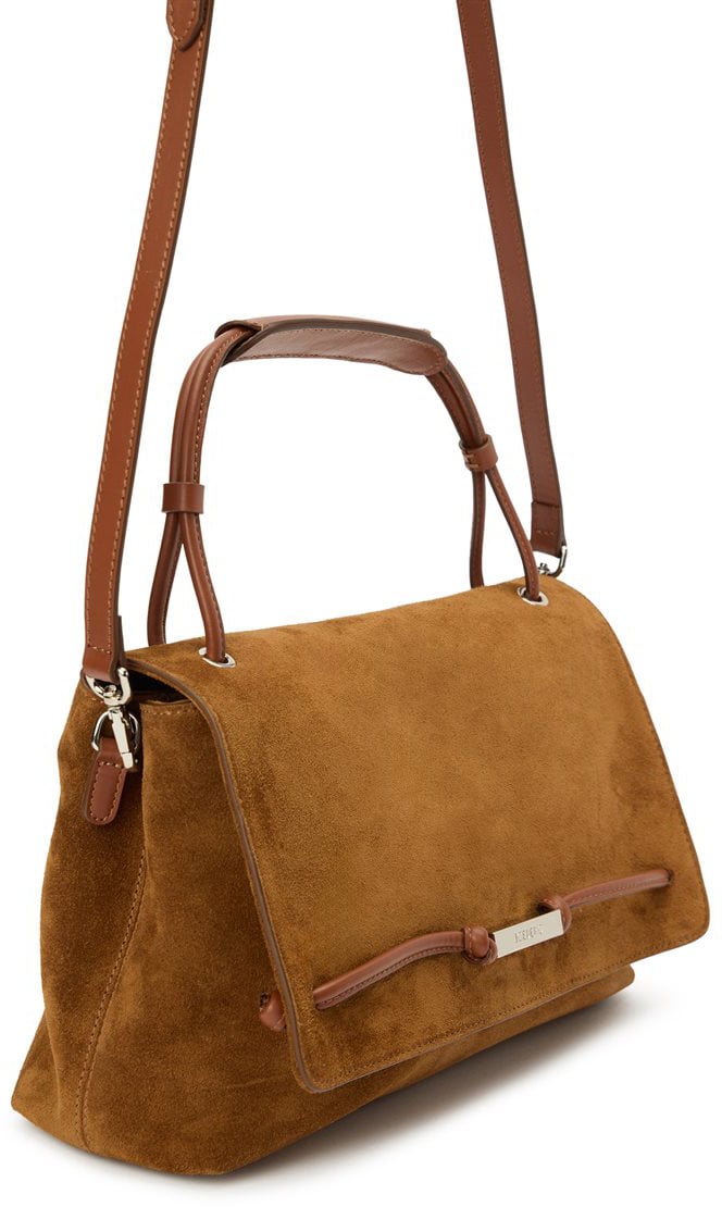 Bag in suede with passacorda logato Burnt Brown