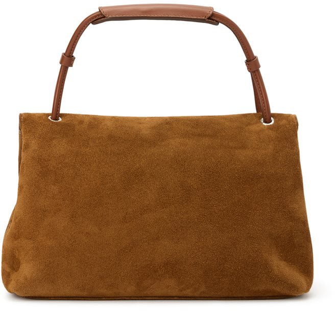 Bag in suede with passacorda logato Burnt Brown