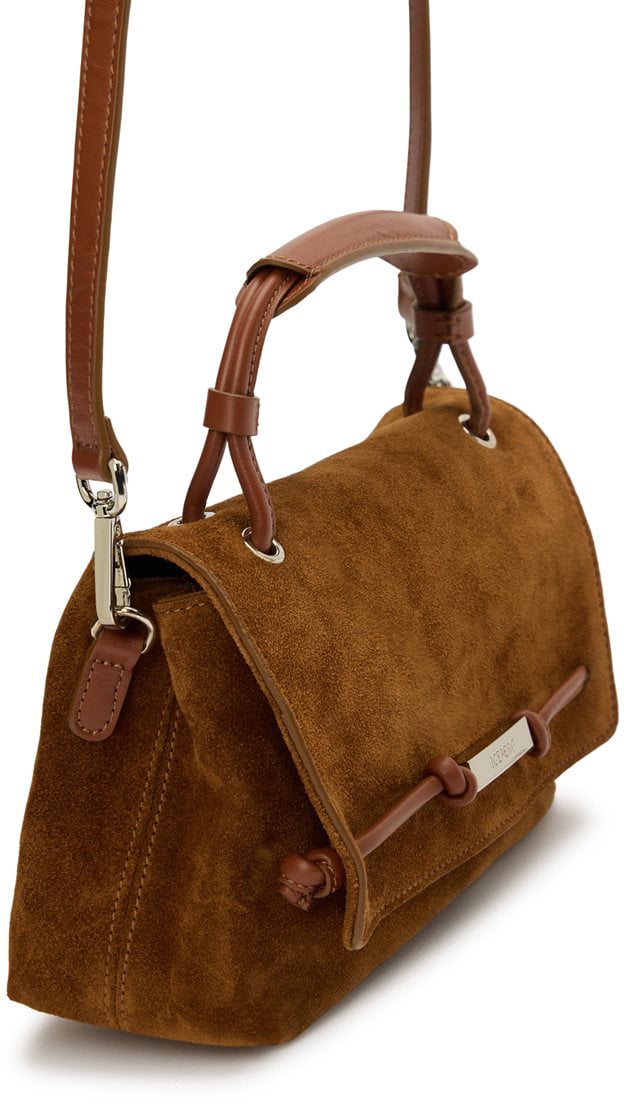 Bag in suede with passacorda logato Burnt Brown