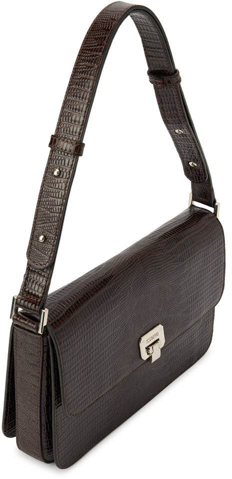 Bag tote in leather Horus with logo detail Brown