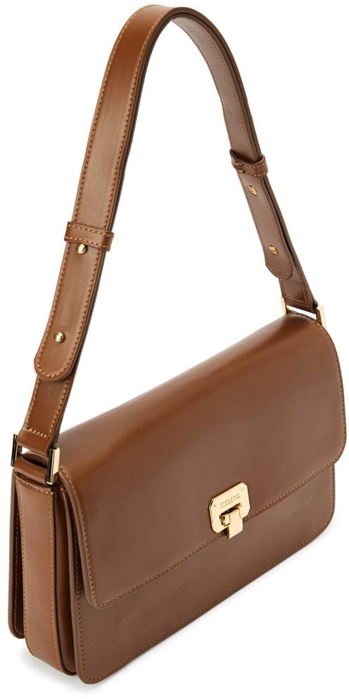 Bag tote in leather Horus with logo detail nocciola
