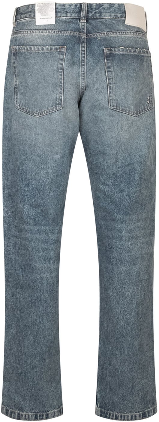 Jeans a Gamba Dritta con Lavaggio Sfumato