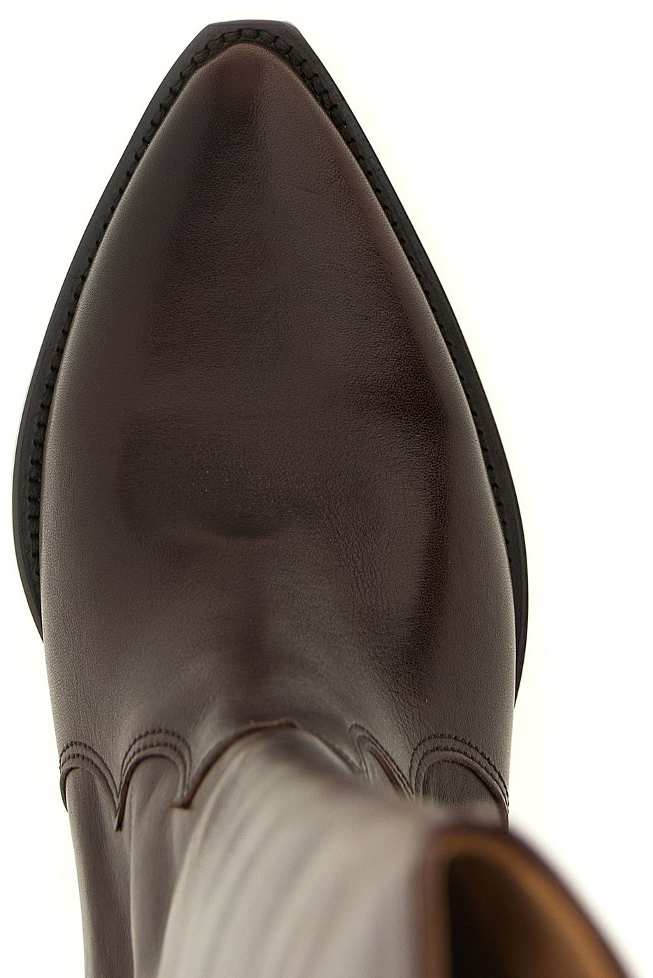 Pointed Toe Tall Mahogany Leather Boots