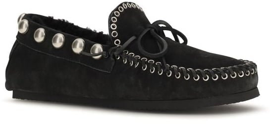 Isabel Marant Black Calf Leather Bos Taurus Slip-On Loafers
