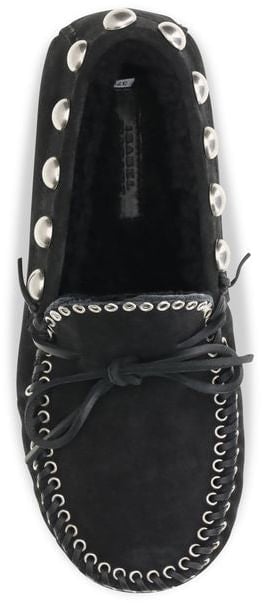 Isabel Marant Black Calf Leather Bos Taurus Slip-On Loafers