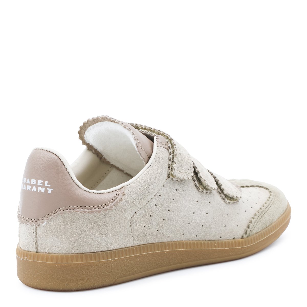 Beige Suede Scalloped Edge Sneakers