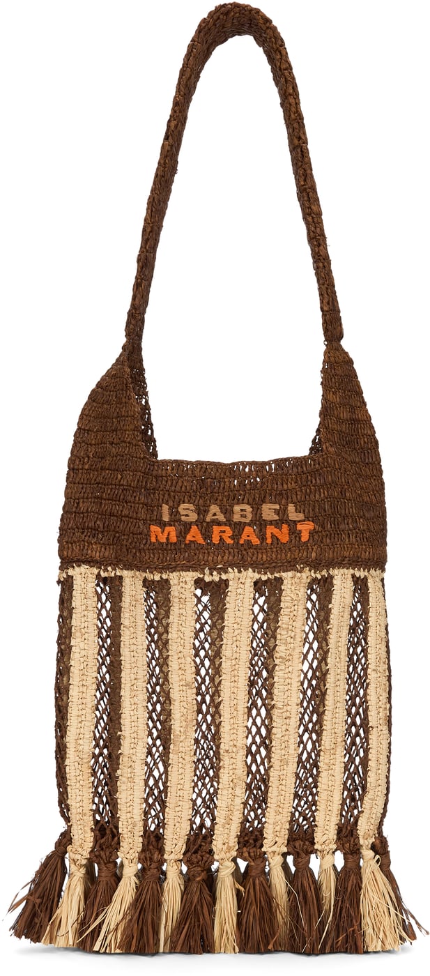 Raffia tote bag with fringes