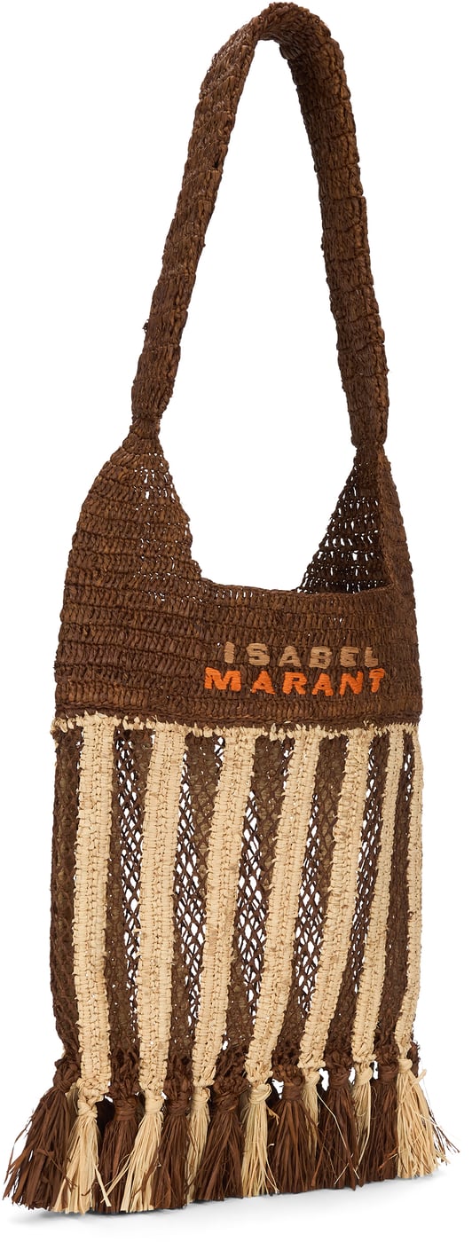 Raffia tote bag with fringes