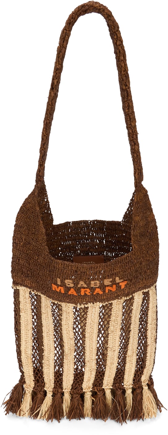 Raffia tote bag with fringes