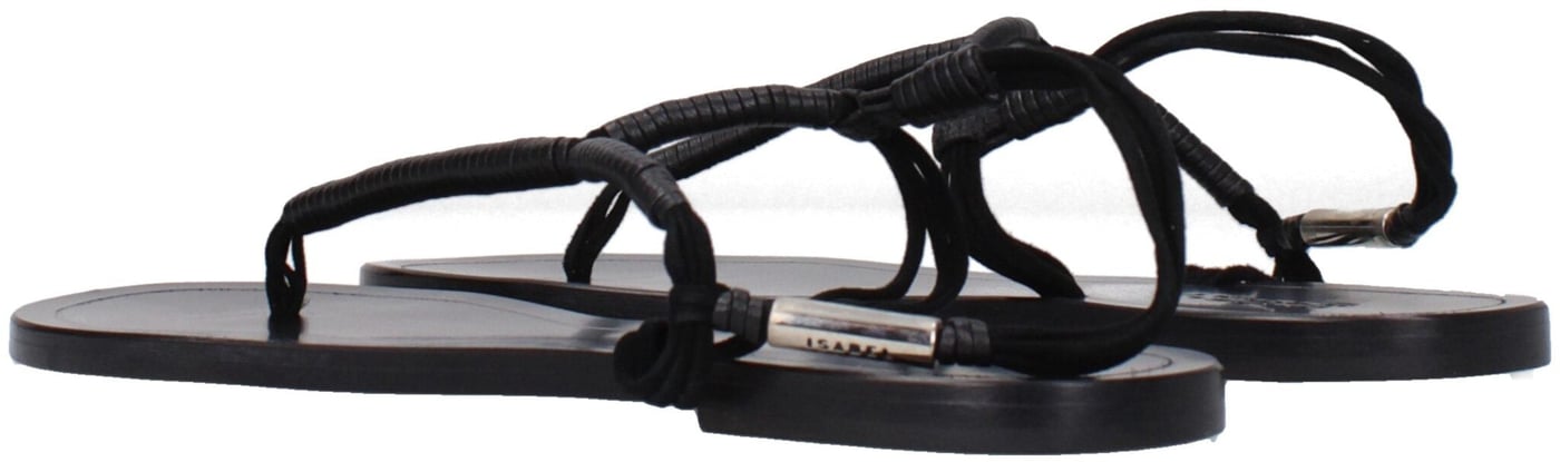 Isabel Marant Black Leather Flip-Flop Sandals