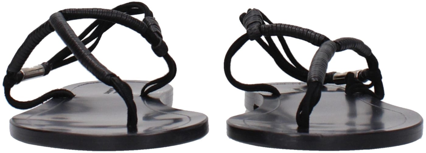 Isabel Marant Black Leather Flip-Flop Sandals